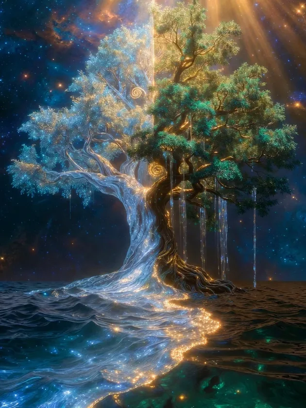 Arbre de vie duel représentant l'union du Yin et du Yang, masculin et féminin sacrés — JAHKO Wellness